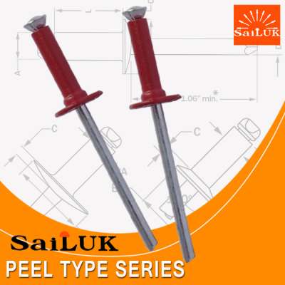 Aluminum steel peel type rivet for handl knife